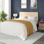 Paxton Queen Channel Stitched Fabric Upholstered Headboard, Adjustable Height from 44.5" to 57.25" - Cream