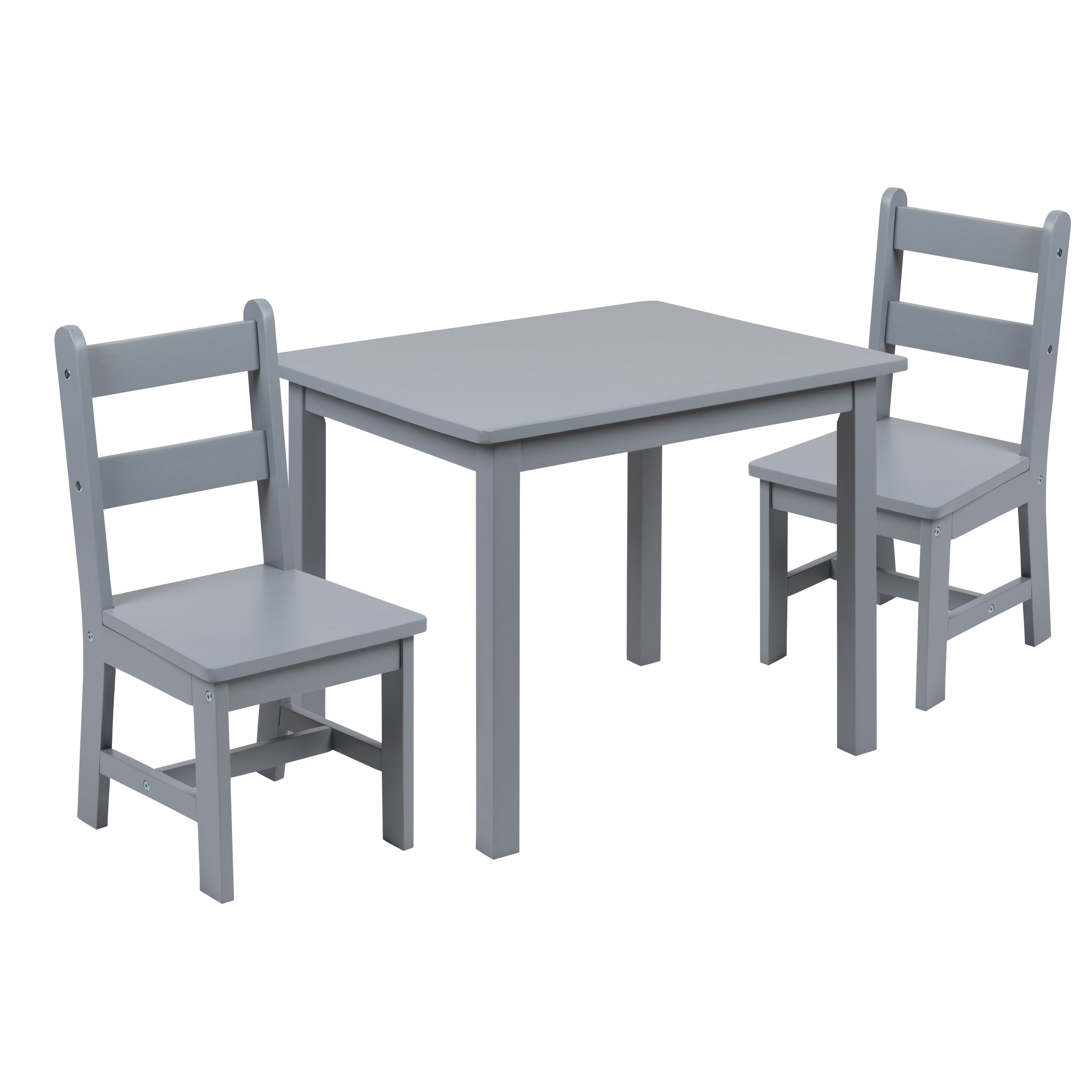 Kyndl Kids Solid Hardwood Table and Chair Set for Playroom, Bedroom, Kitchen - 3 Piece Set - Gray