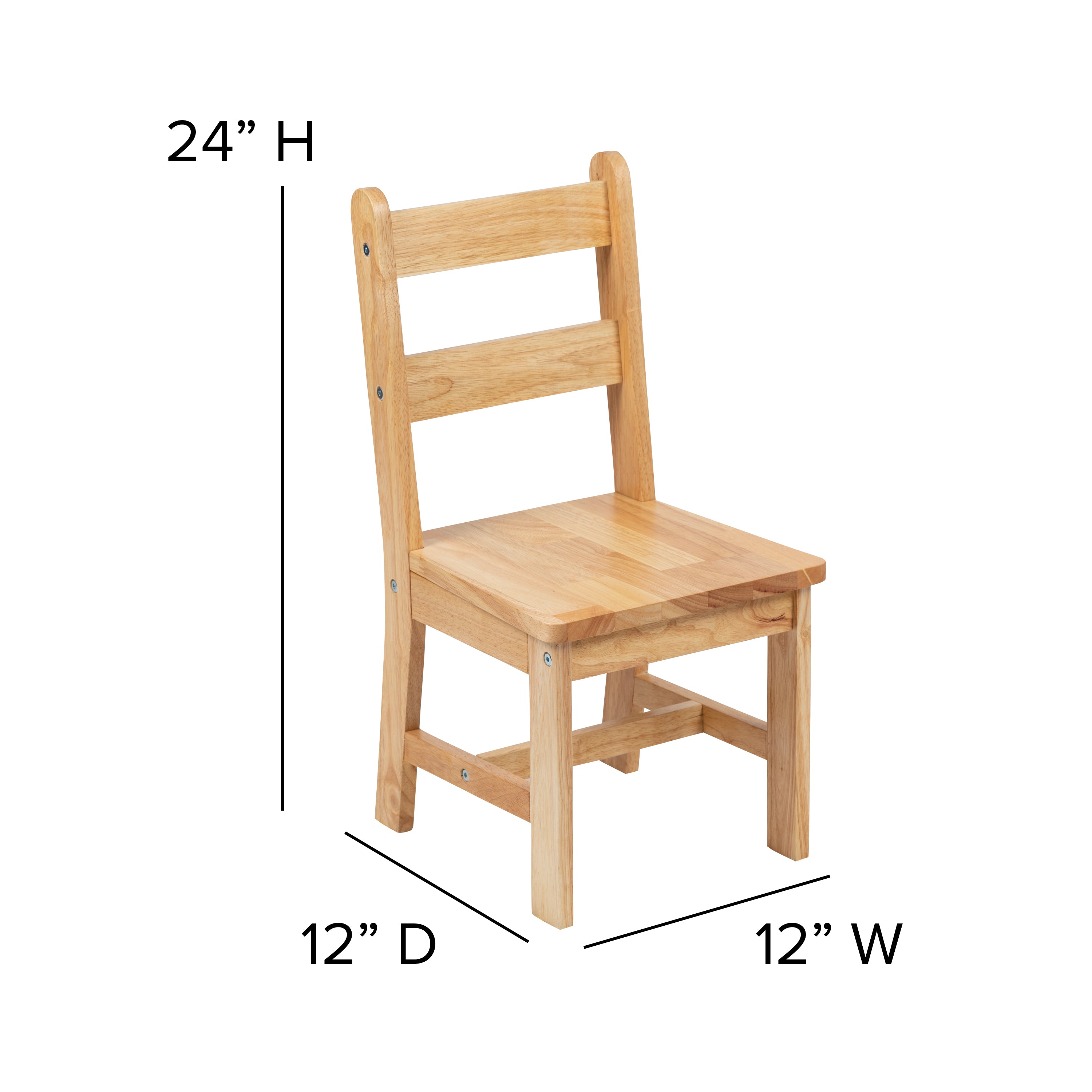 Kyndl Kids Solid Hardwood Table and Chair Set for Playroom, Bedroom, Kitchen - 3 Piece Set - Natural