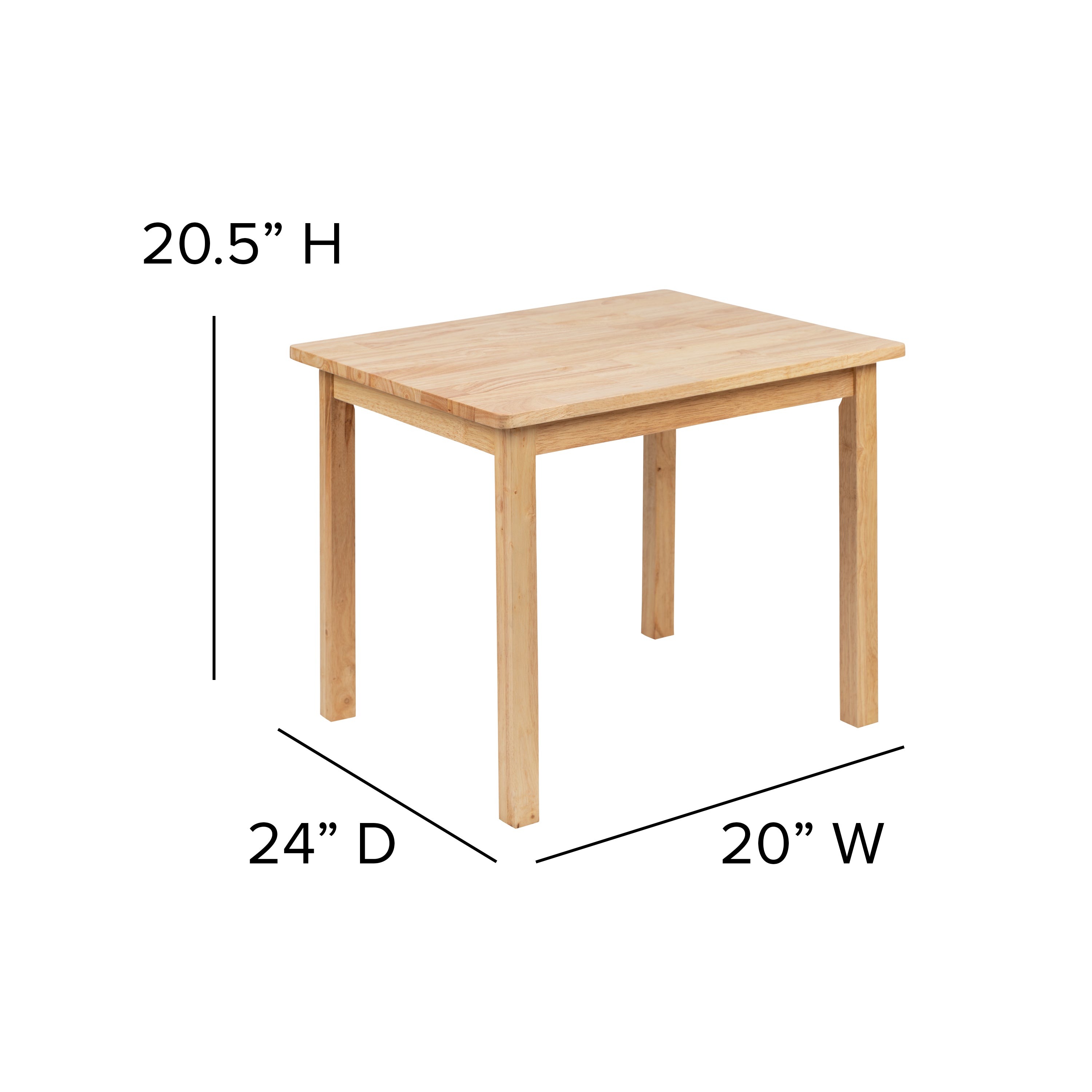 Kyndl Kids Solid Hardwood Table and Chair Set for Playroom, Bedroom, Kitchen - 3 Piece Set - Natural