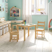 Kyndl Kids Solid Hardwood Table and Chair Set for Playroom, Bedroom, Kitchen - 3 Piece Set - Natural