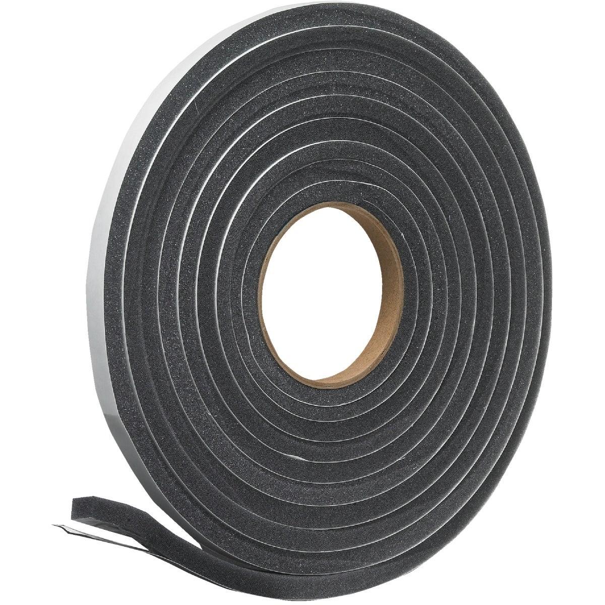 1/2" W x 3/8" T x 17' L Charcoal Foam Weatherstrip Tape
