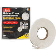 3/4" W x 5/16" T x 10' L White Foam Weatherstrip Tape