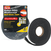 3/4" W x 7/16" T x 10 'L Black Foam Weatherstrip Tape