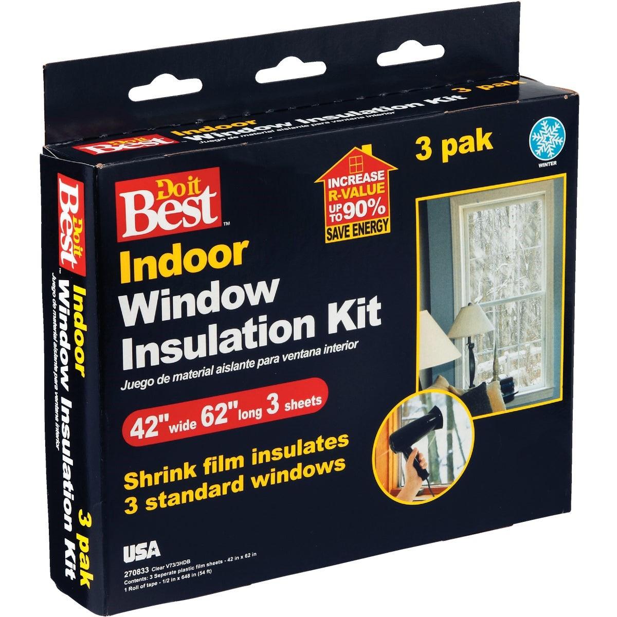 42 In. x 62 In. Indoor Shrink Film Window Kit, (3-Pack)