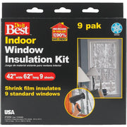 42 In. x 62 In. Indoor Shrink Film Window Kit, (9-Pack)