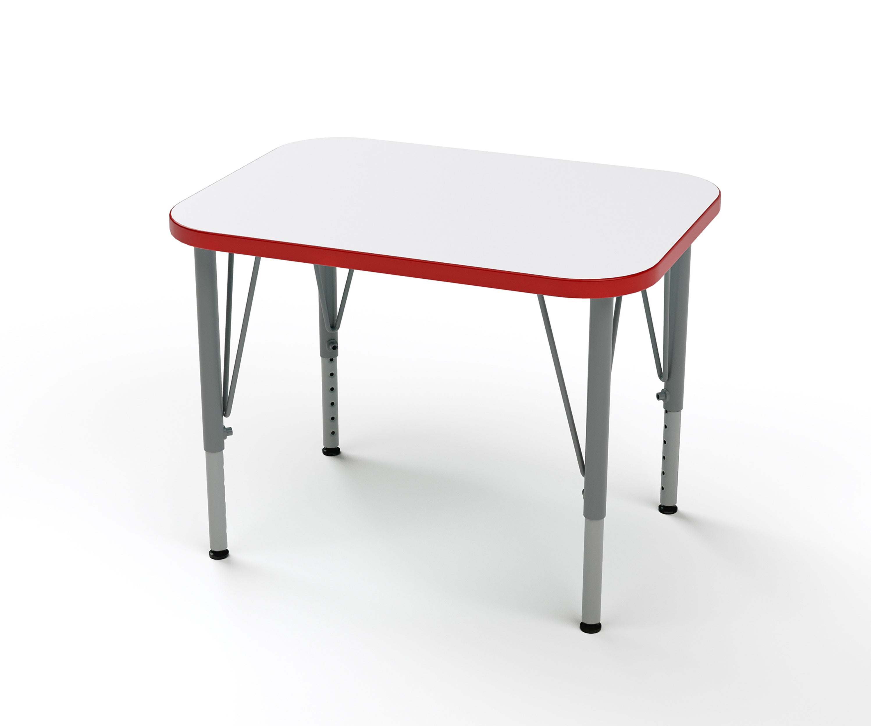Rectangle Desk, Large, Short, White, Red, 14-23"H x 32"W x 24"D
