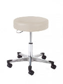 Stool w/ Back & Aluminum Base, Blue