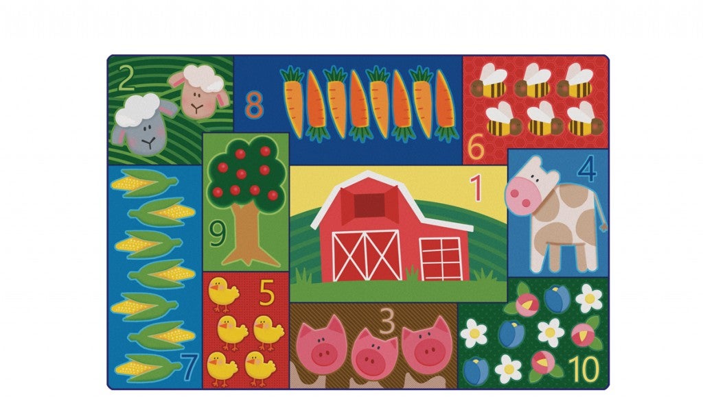 Toddler Farm Counting Rug - 6ft x 9ft - Rectangle - Multi
