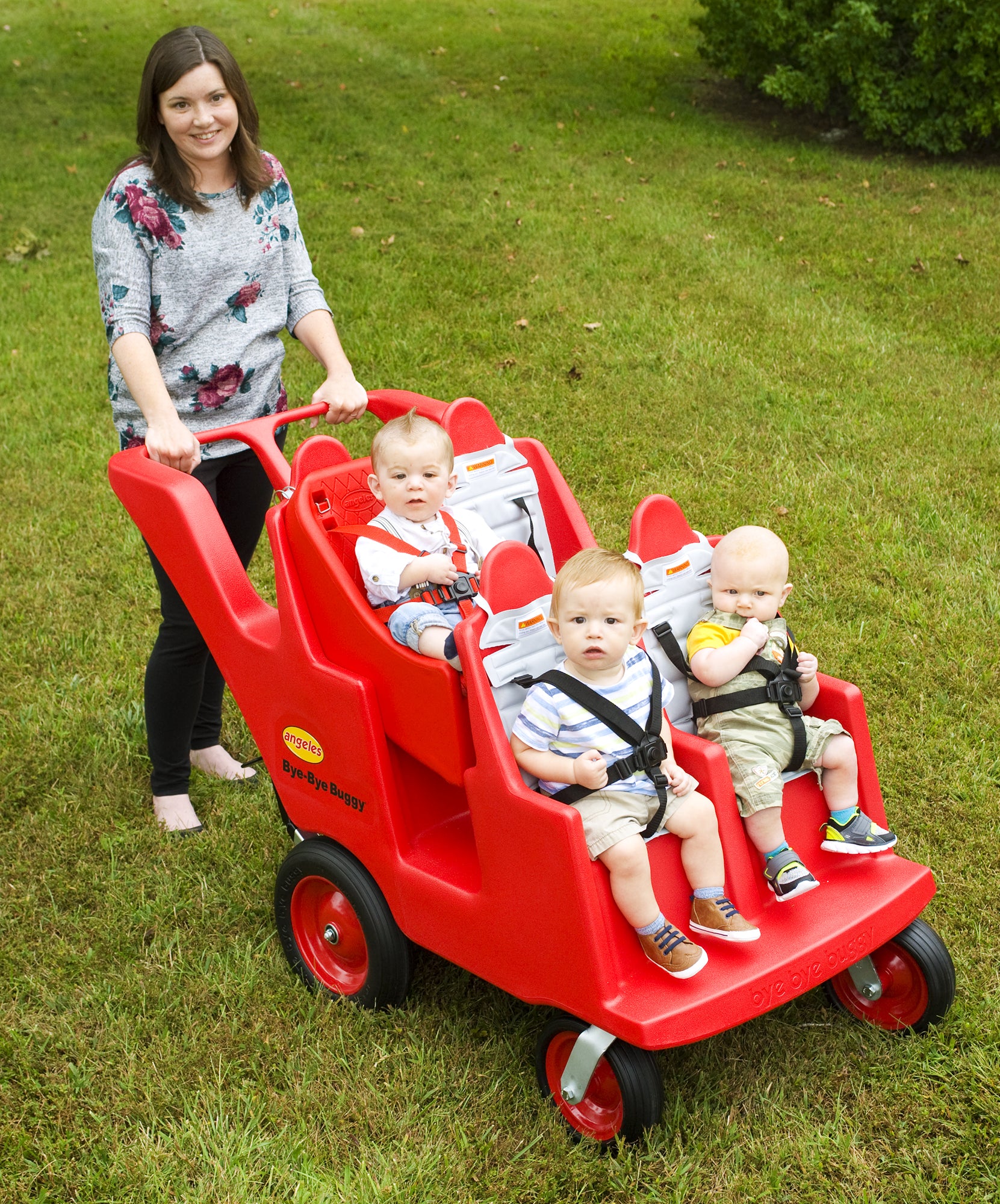 4 Passenger BYE BYE BUGGY Never Flat "Fat Tire" Red/Gray