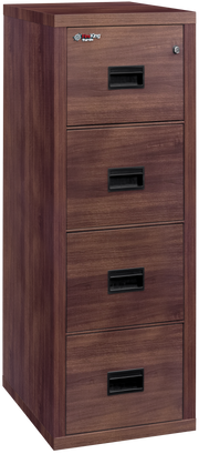 Fire Rated 4 drawer 22" depth letter/legal file cabinet (Light Walnut)