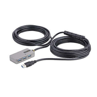StarTech.com USB Extender Hub 10m USB 3.0 Extension Cable with 4-Port USB-a Hub Active/Bus Powered USB Repeater Cable Optional 20W Power Supply Includ