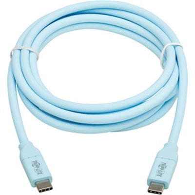Eaton Tripp Lite Series Safe-IT USB-C Cable (M/M), Antibacterial, Ultra Flexible, 240W PD Charging, Light Blue, 6 ft. (1.8 m)