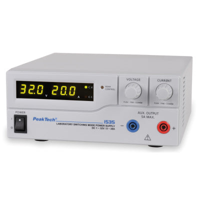 DC Power Supply,
1 – 32 V, 0 – 20 A