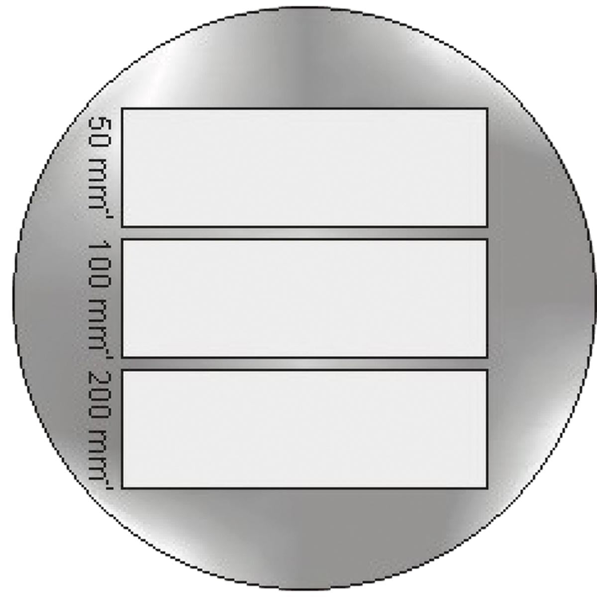 Glass plate with three diffraction gratings of different number of lines for quantitative diffraction experiments.