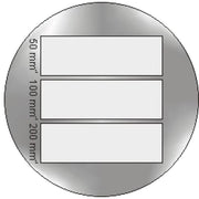 Glass plate with three diffraction gratings of different number of lines for quantitative diffraction experiments.