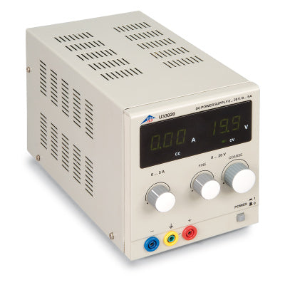 DC Power Supply,
0 – 20 V, 0 – 5 A
(115 V, 50/60 Hz)