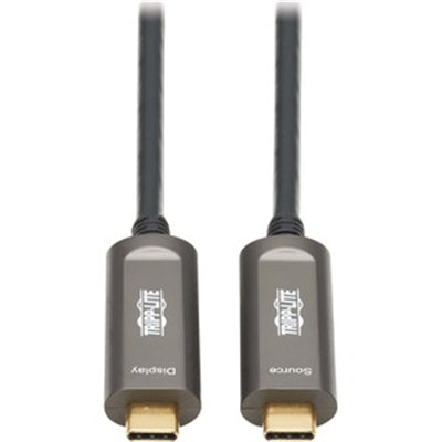 Eaton Tripp Lite Series USB-C to USB-C Plenum-Rated Fiber Active Optical Cable (AOC) - 4K 60 Hz, HDR, 4:4:4, M/M, Black, 15 m (49 ft.), Video-Only