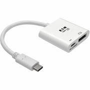 Eaton Tripp Lite Series USB-C to DisplayPort Active Adapter Cable with Equalizer (M/F), UHD 8K, HDR, 60W PD Charging, White, 6 in. (15.2 cm)
