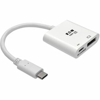 Eaton Tripp Lite Series USB-C to DisplayPort Active Adapter Cable with Equalizer (M/F), UHD 8K, HDR, 60W PD Charging, White, 6 in. (15.2 cm)