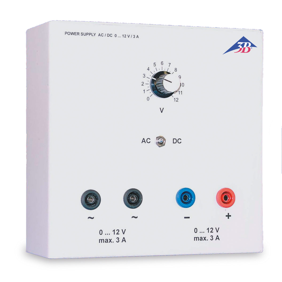 AC/DC Power Supply (Stabilized),
0 – 12 V, 3 A
(115 V, 50/60 Hz)