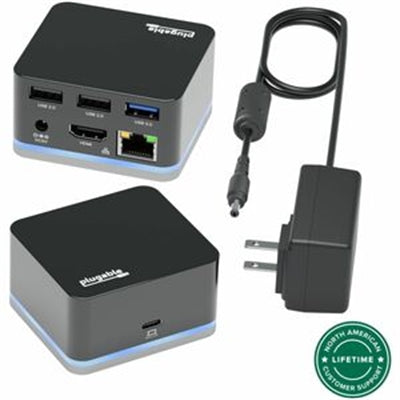 Plugable USB-C Wired Cube Mini Docking Station - Compact HDMI, Gigabit Ethernet, 3 USB Ports