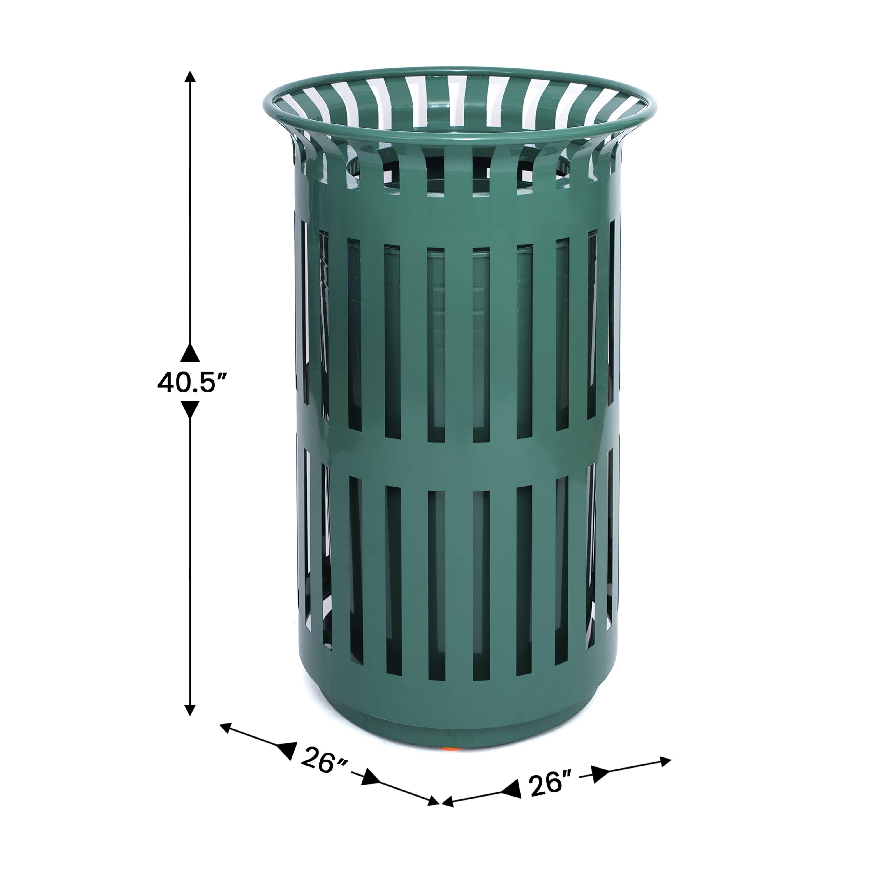 Collins Commercial Grade Green Outdoor Round Slatted Steel 37 Gallon Trash Can with Removable Inner Bin