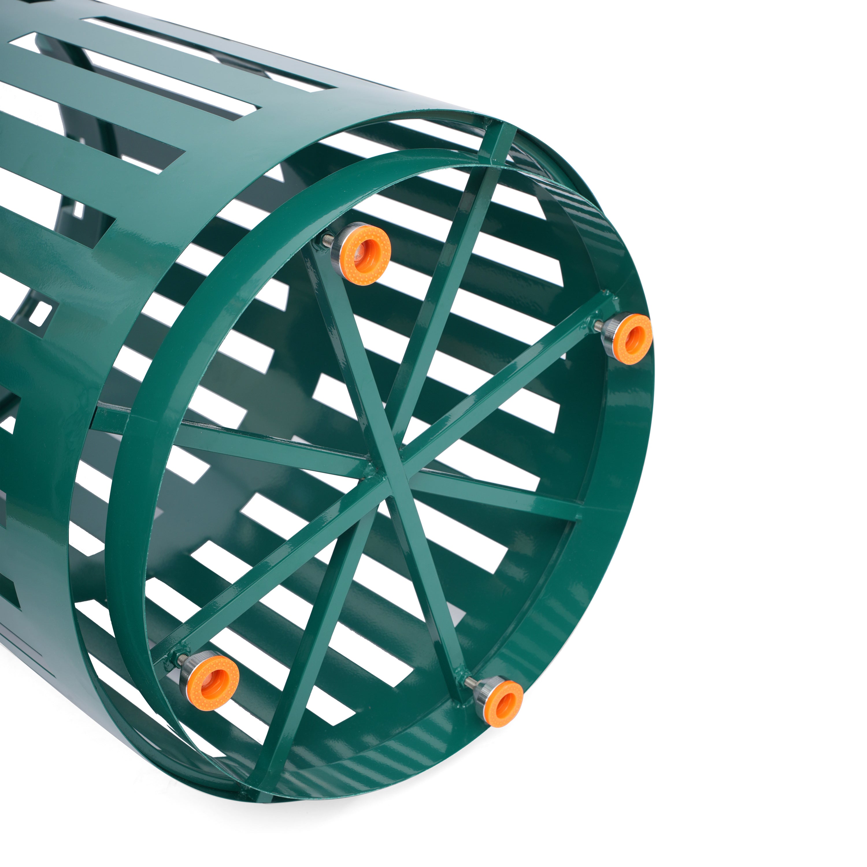 Collins Commercial Grade Green Outdoor Round Slatted Steel 37 Gallon Trash Can with Removable Inner Bin