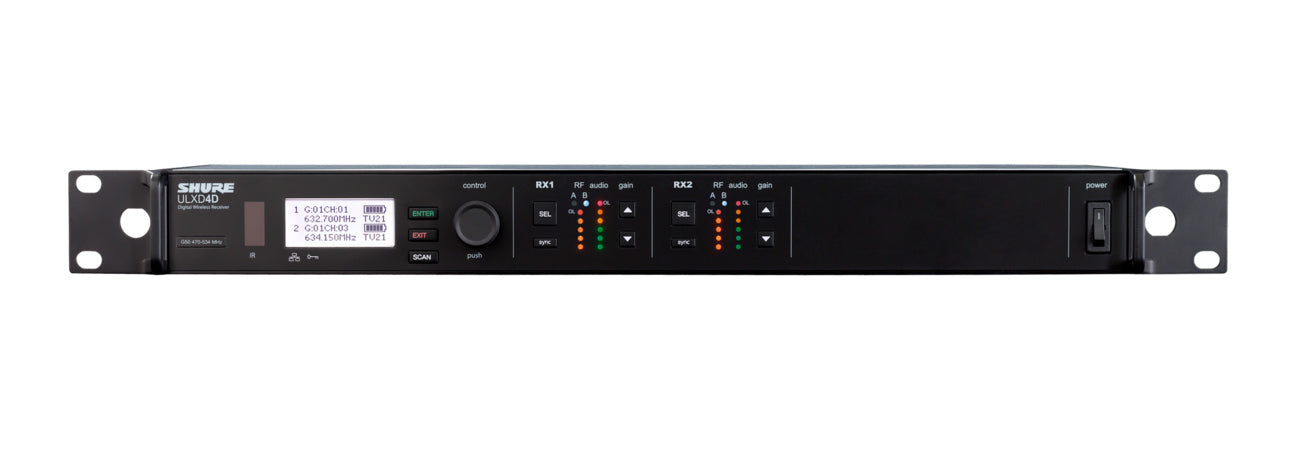 Shure ULXD4D-J50A Dual Channel Digital Wireless Receiver. J50 Band (572-616 MHz)