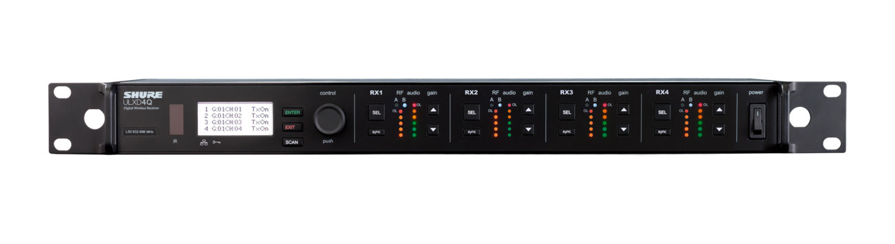 Shure ULXD4Q-J50A Quad Channel Digital Wireless Receiver. J50 Band (572-616 MHz)