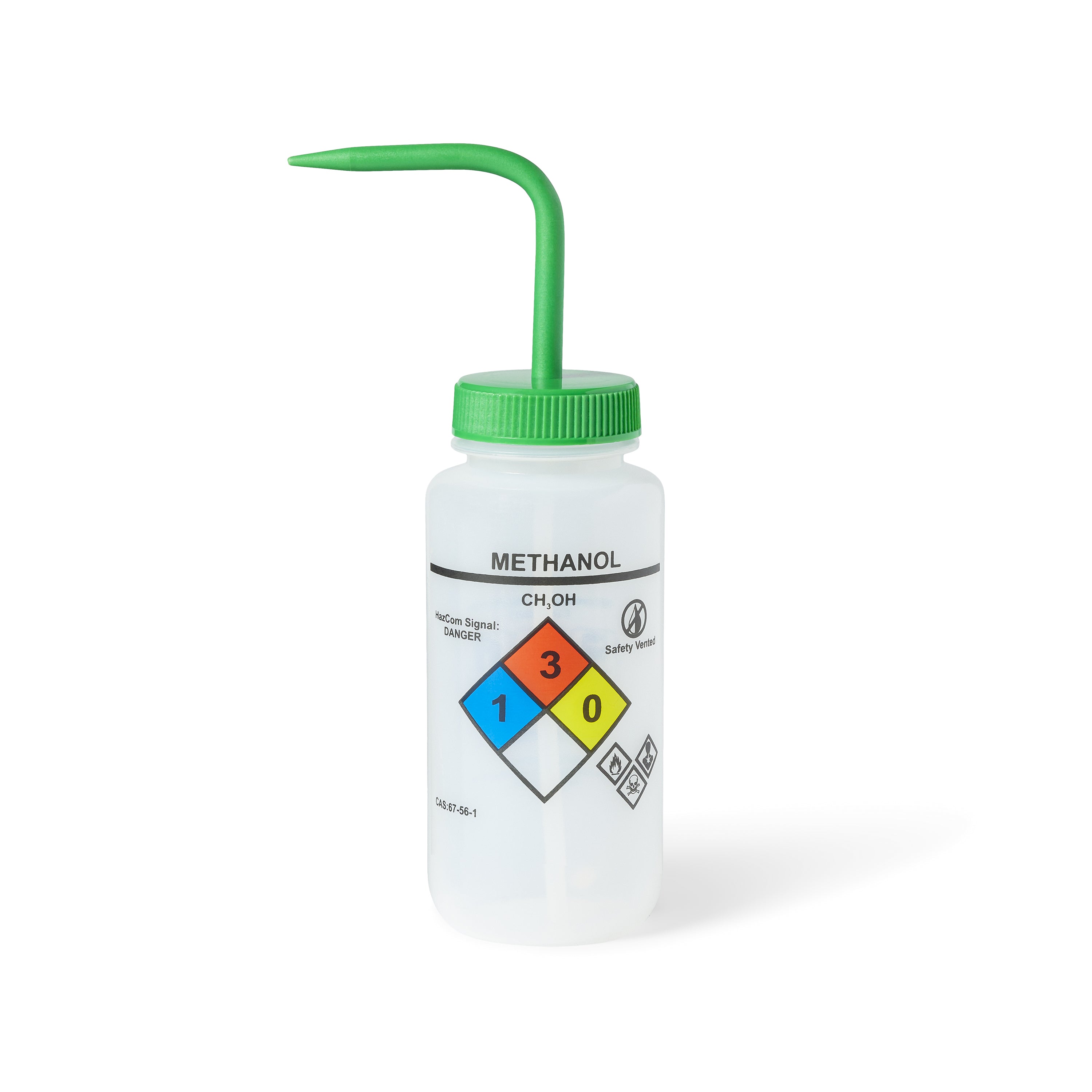 United Scientific® UniSafe™ Methanol Vented Wash Bottle, 500 mL, Pack of 6, LDPE, comes with 6