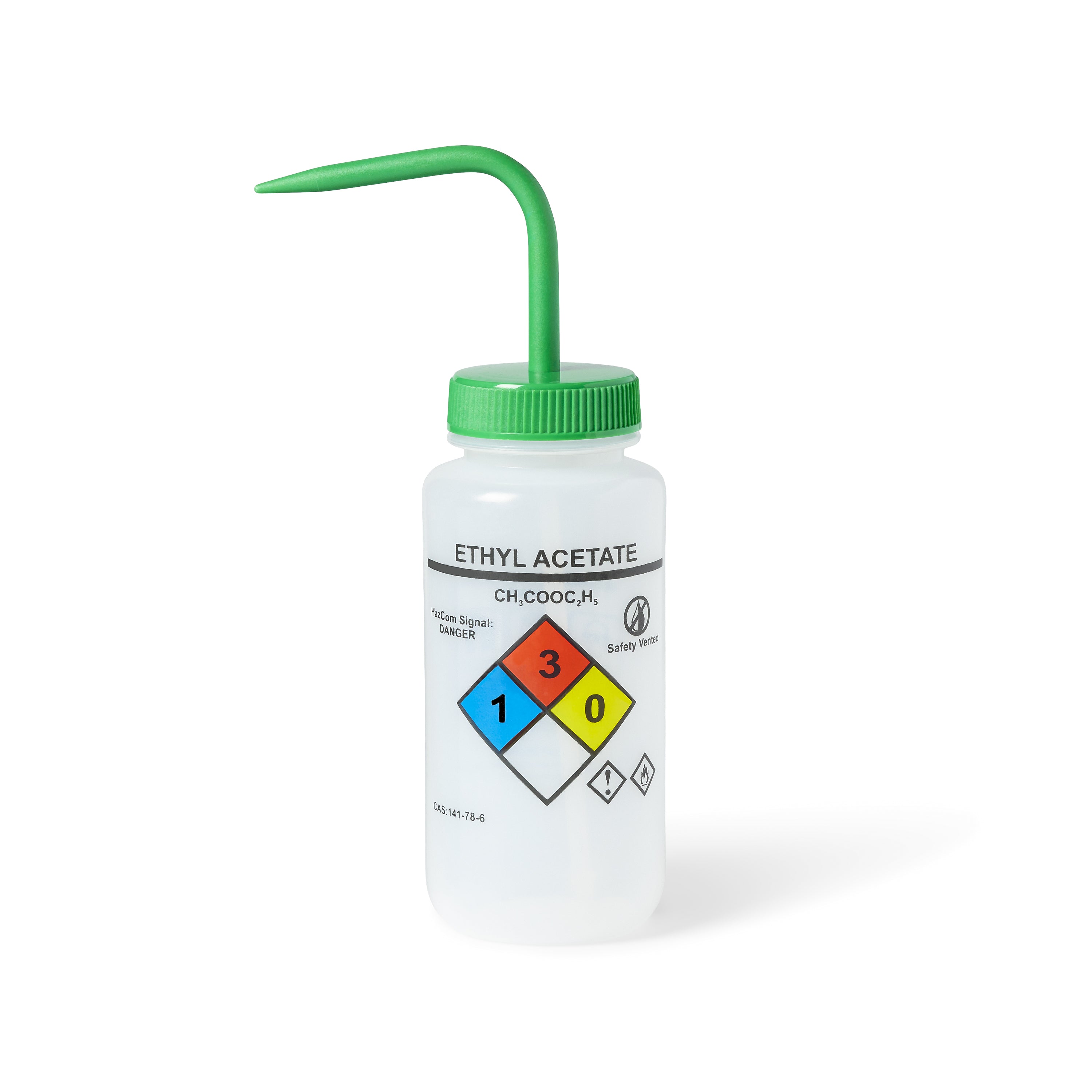 United Scientific® UniSafe™ Ethyl Acetate Vented Wash Bottle, 500 mL, Pack of 6, LDPE, comes with 6