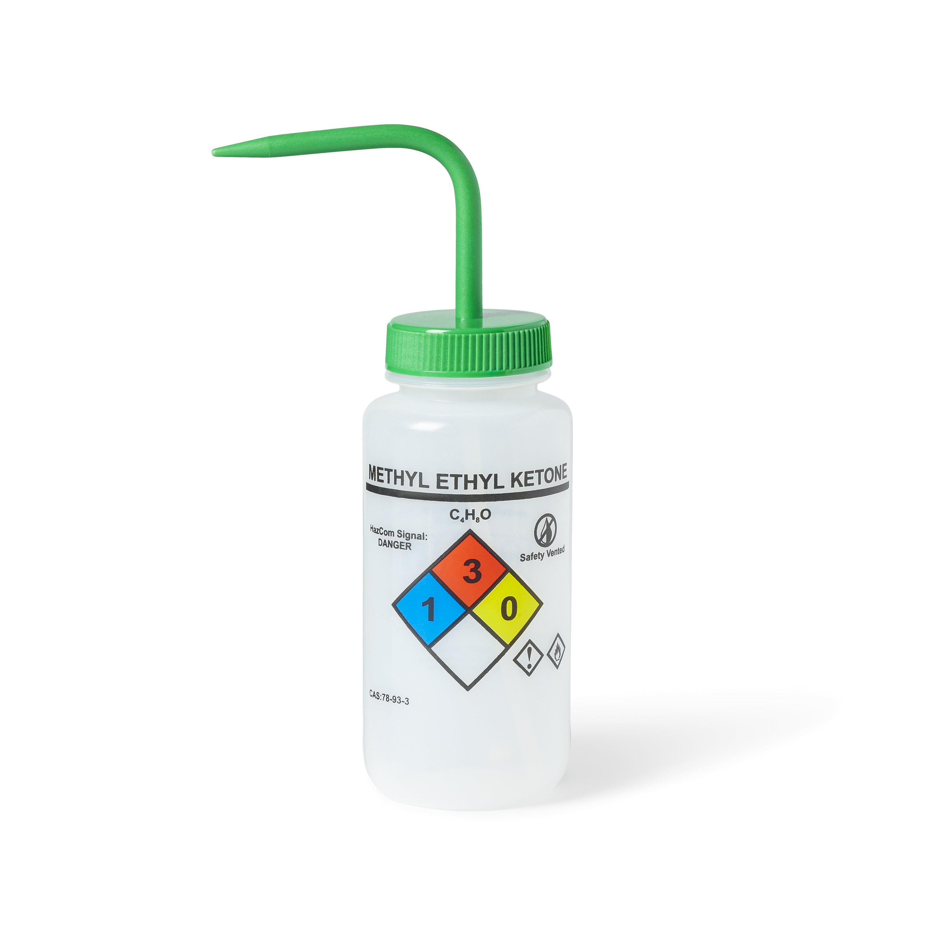 United Scientific® UniSafe™ Methyl Ethyl Ketone Vented Wash Bottle, 500 mL, Pack of 6, LDPE, comes with 6