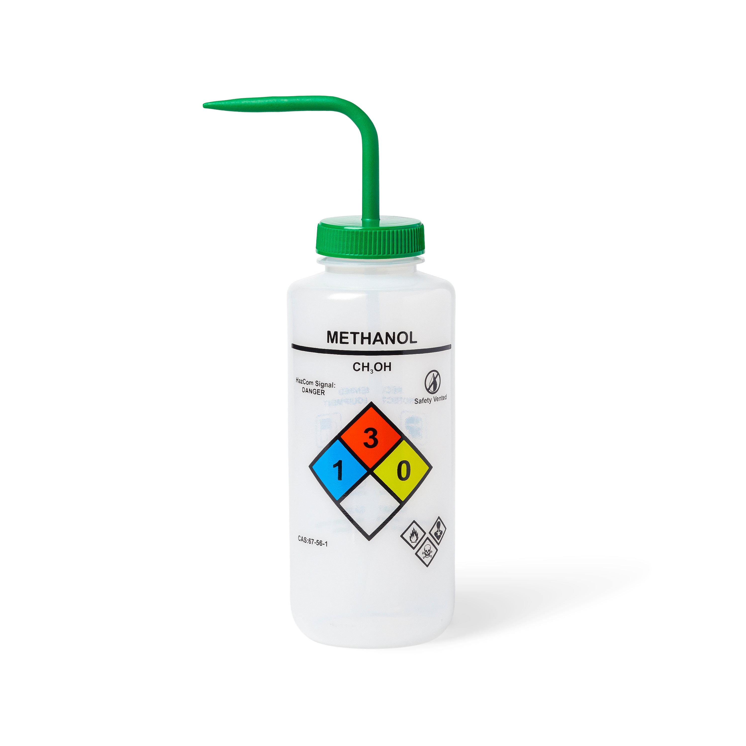 United Scientific® UniSafe™ Methanol Vented Wash Bottle, , 1000 mL, Pack of 4, LDPE, comes with 4