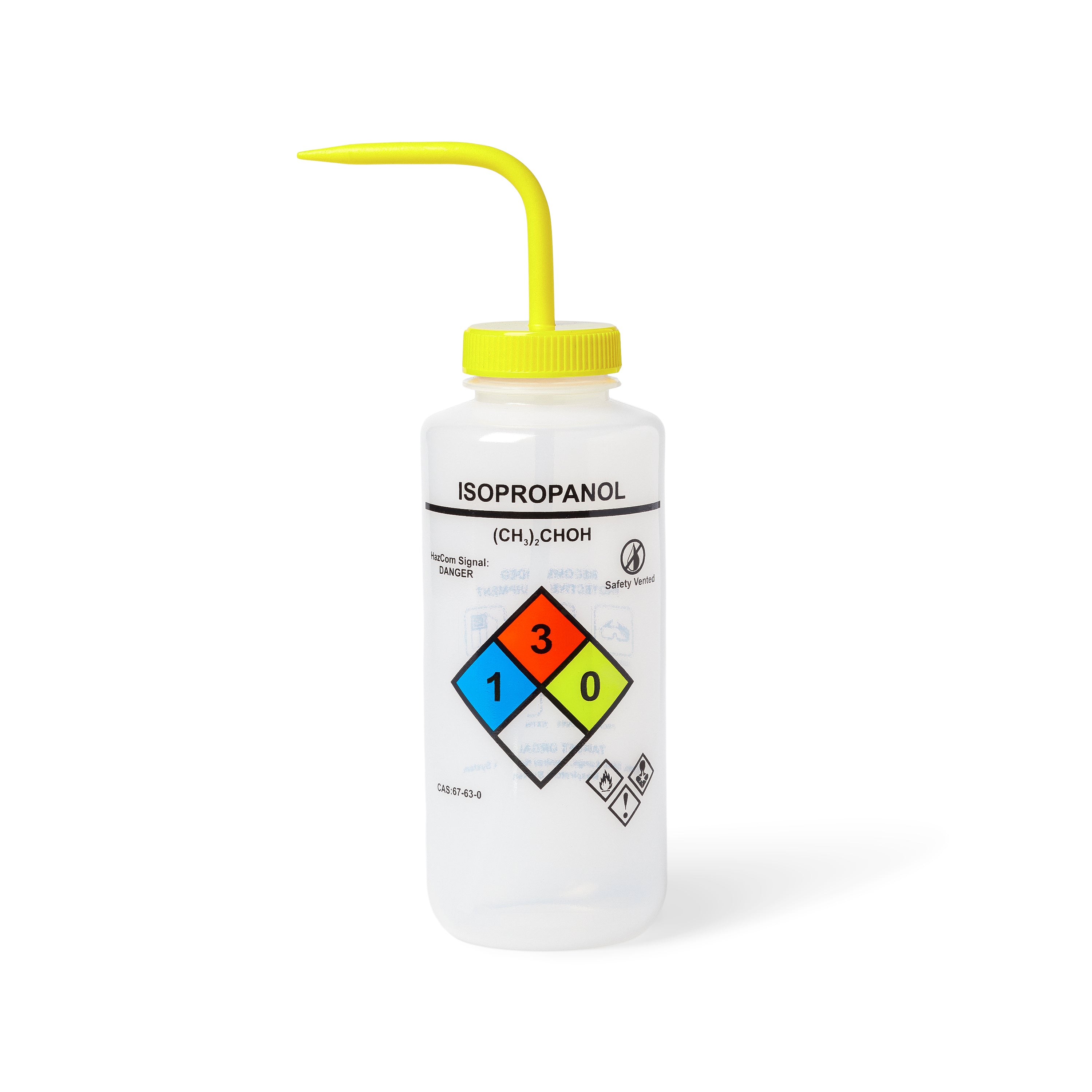 United Scientific® UniSafe™ Isopropanol Vented Wash Bottle, 1000 mL, Pack of 4, LDPE, comes with 4