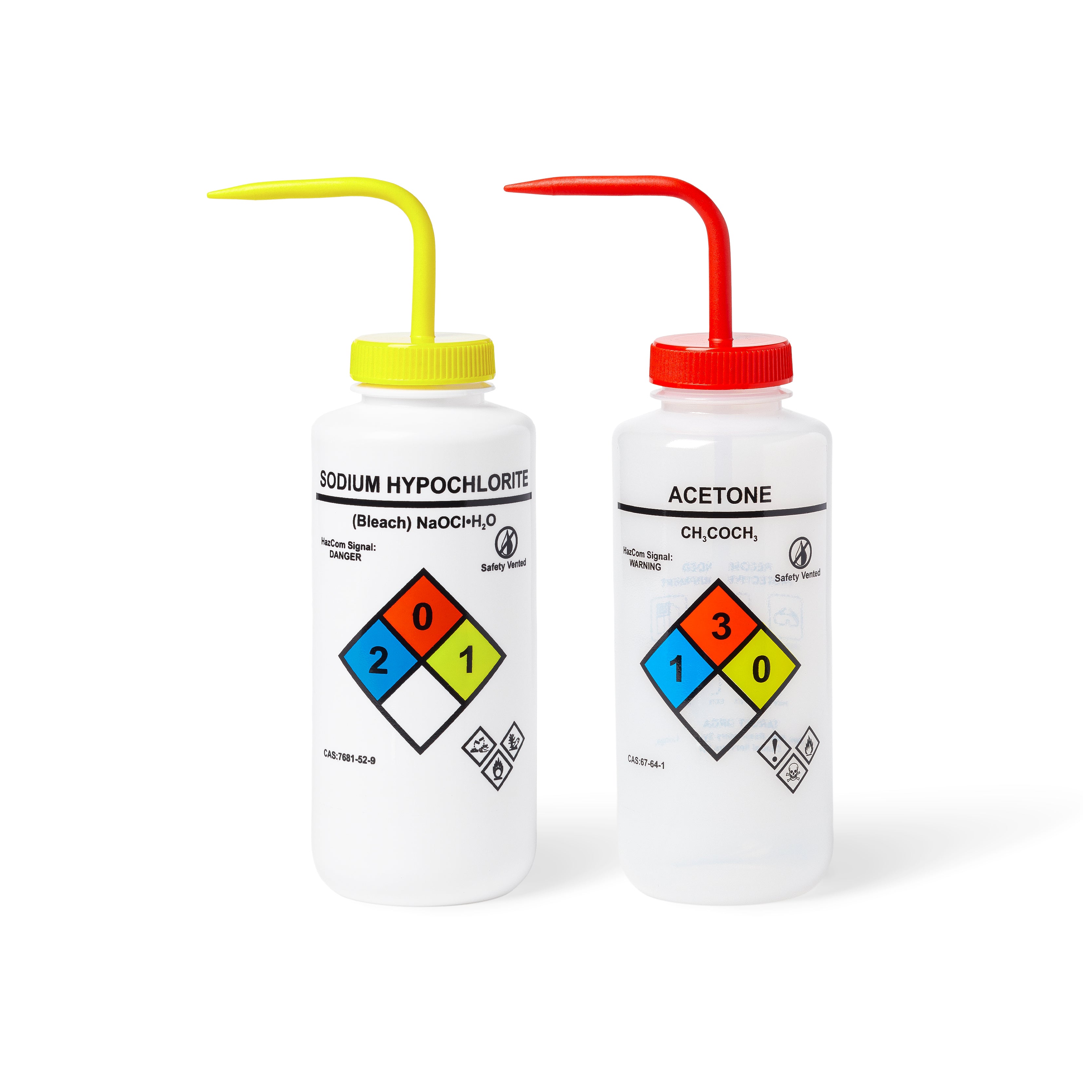 United Scientific® UniSafe™ Assorted Wash Bottles, 1000mL, Pk/4, comes with 4
