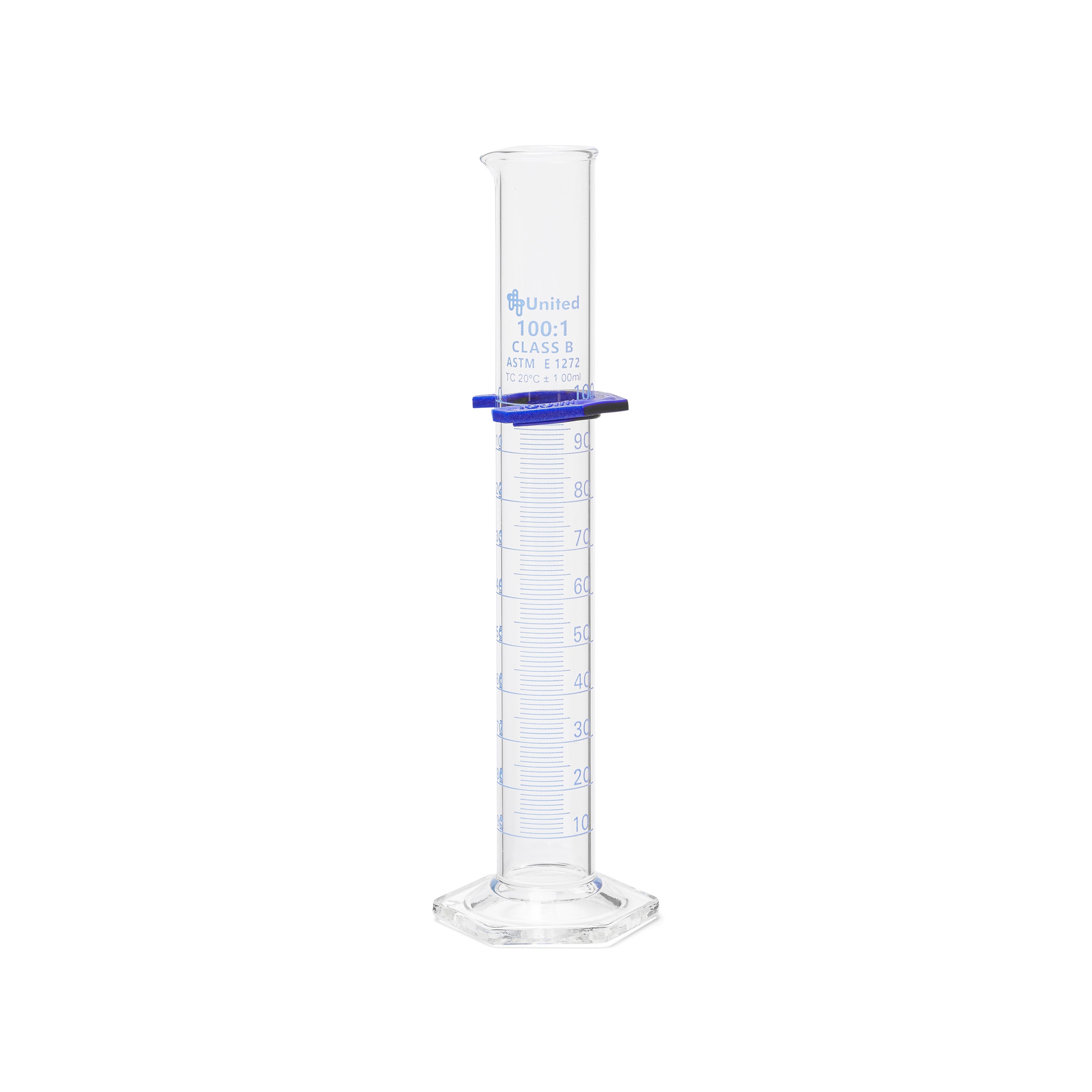 United Scientific® Graduated Cylinders, Double Scale, Borosilicate Glass, 100 mL, Class B, comes with 2