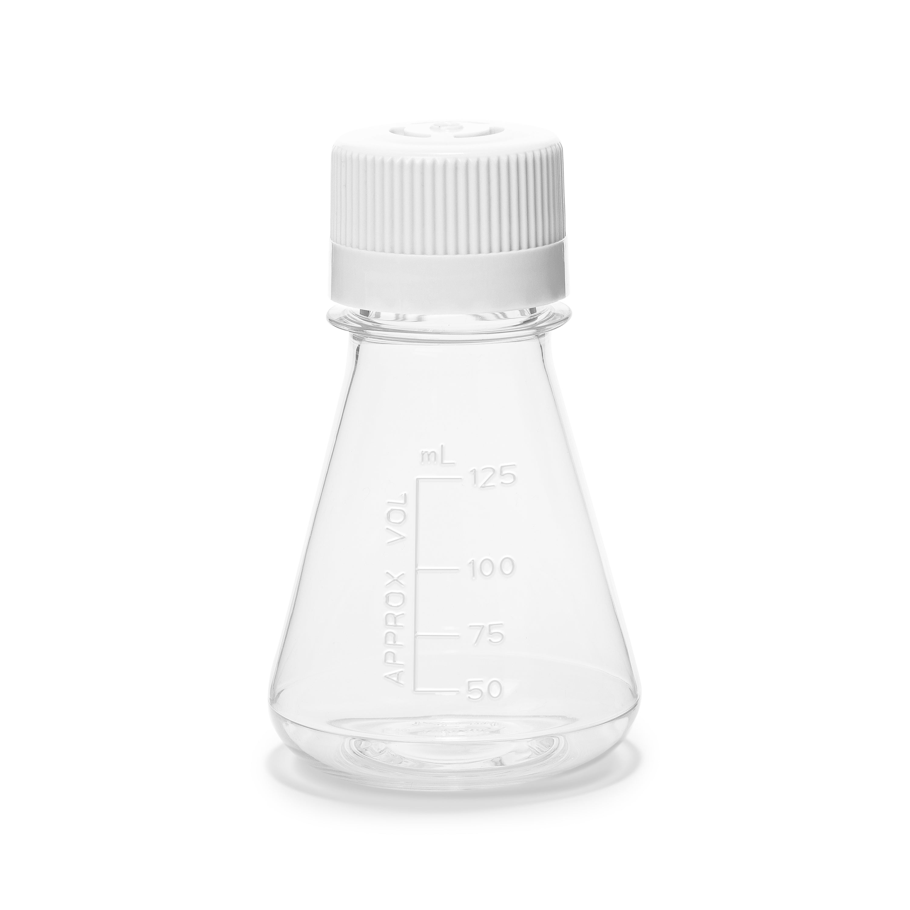 United Scientific® Unistore™ Sterile Erlenmeyer Flask Vented, PC, 125 mL, Cs/24, comes with 24