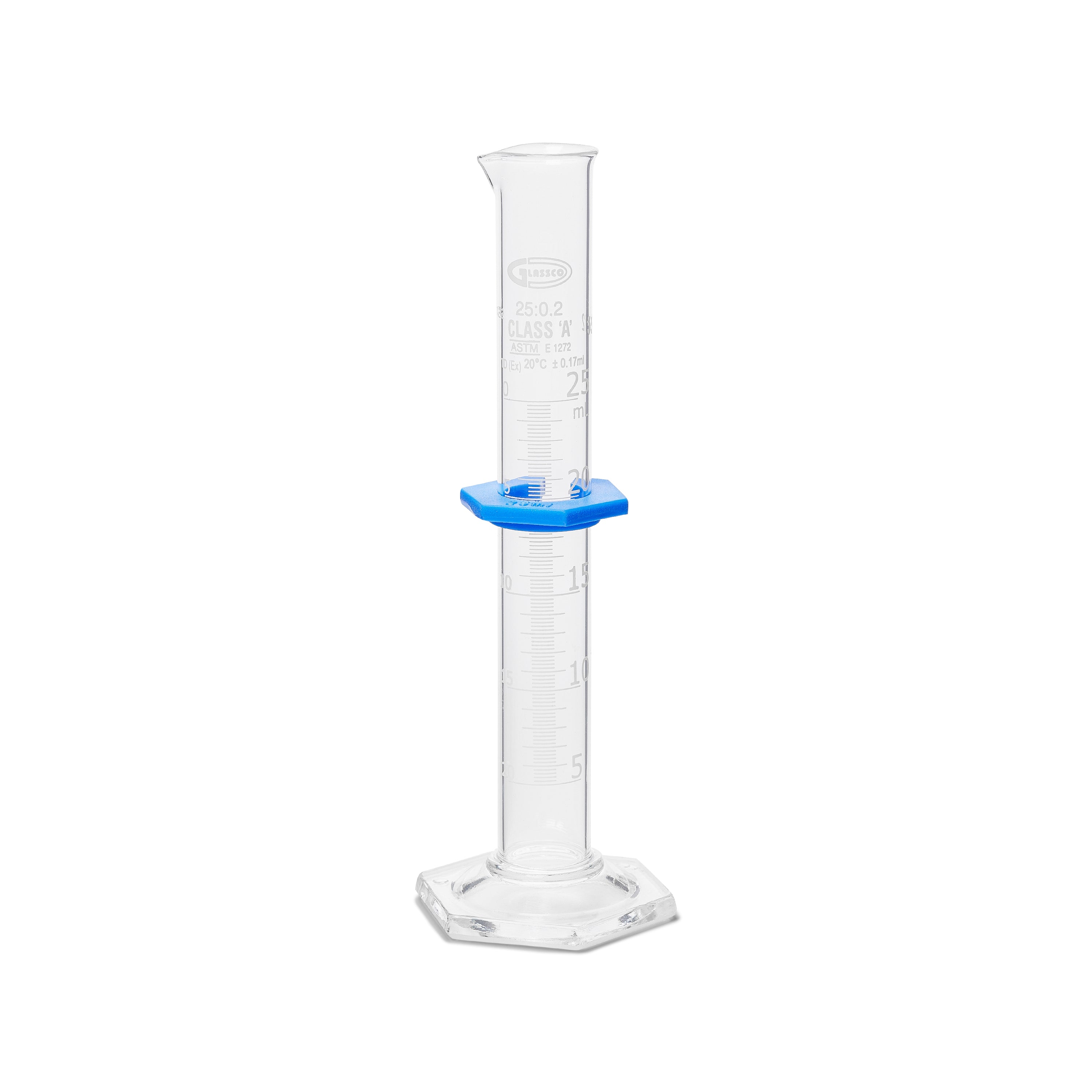 United Scientific® Measuring Cylinder, To Deliver (TD), Class A, Serialized (Individual Certificate), Capacity 25 mL