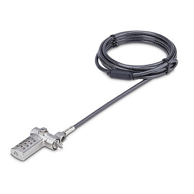 StarTech.com Universal Laptop Lock 6.6ft (2m) Security Cable for Notebook Compatible with Noble Wedge/Nano/K-Slot; Keyless Combination Locking Cable A