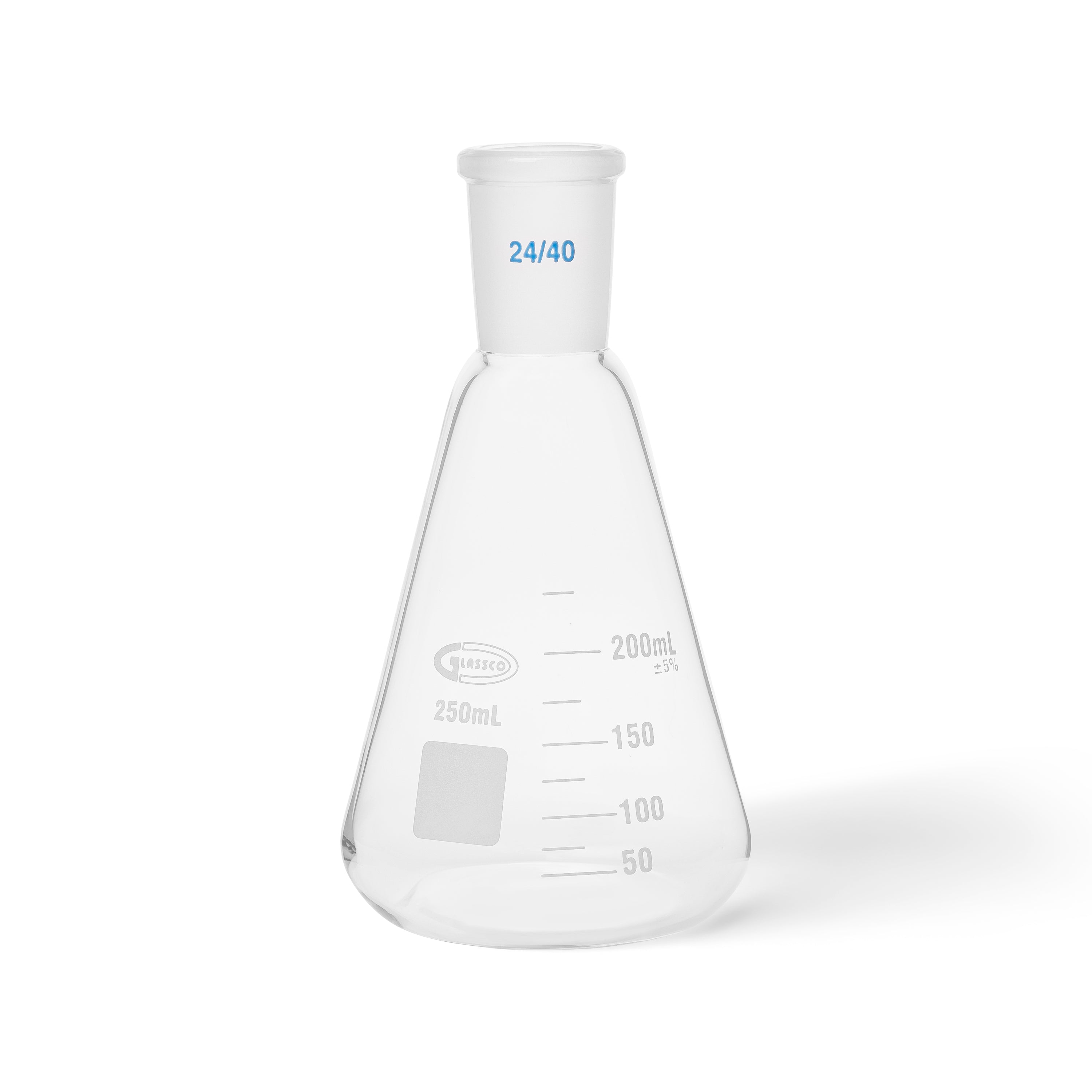 United Scientific® Erlenmeyer Flasks, With Joint, 250 mL, Joint Size 24/40, comes with 2