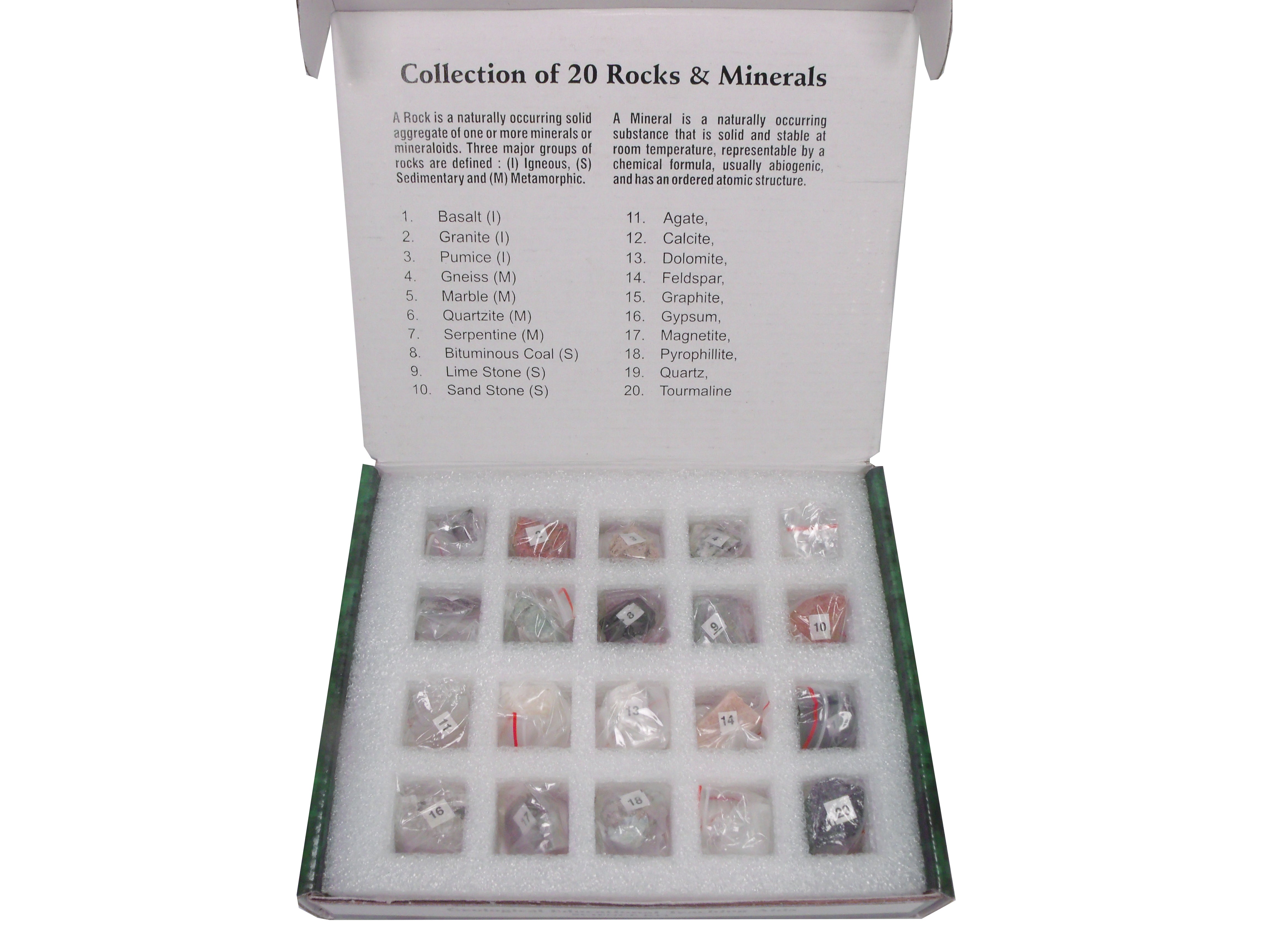United Scientific® Collection Of 20 Rocks & Minerals