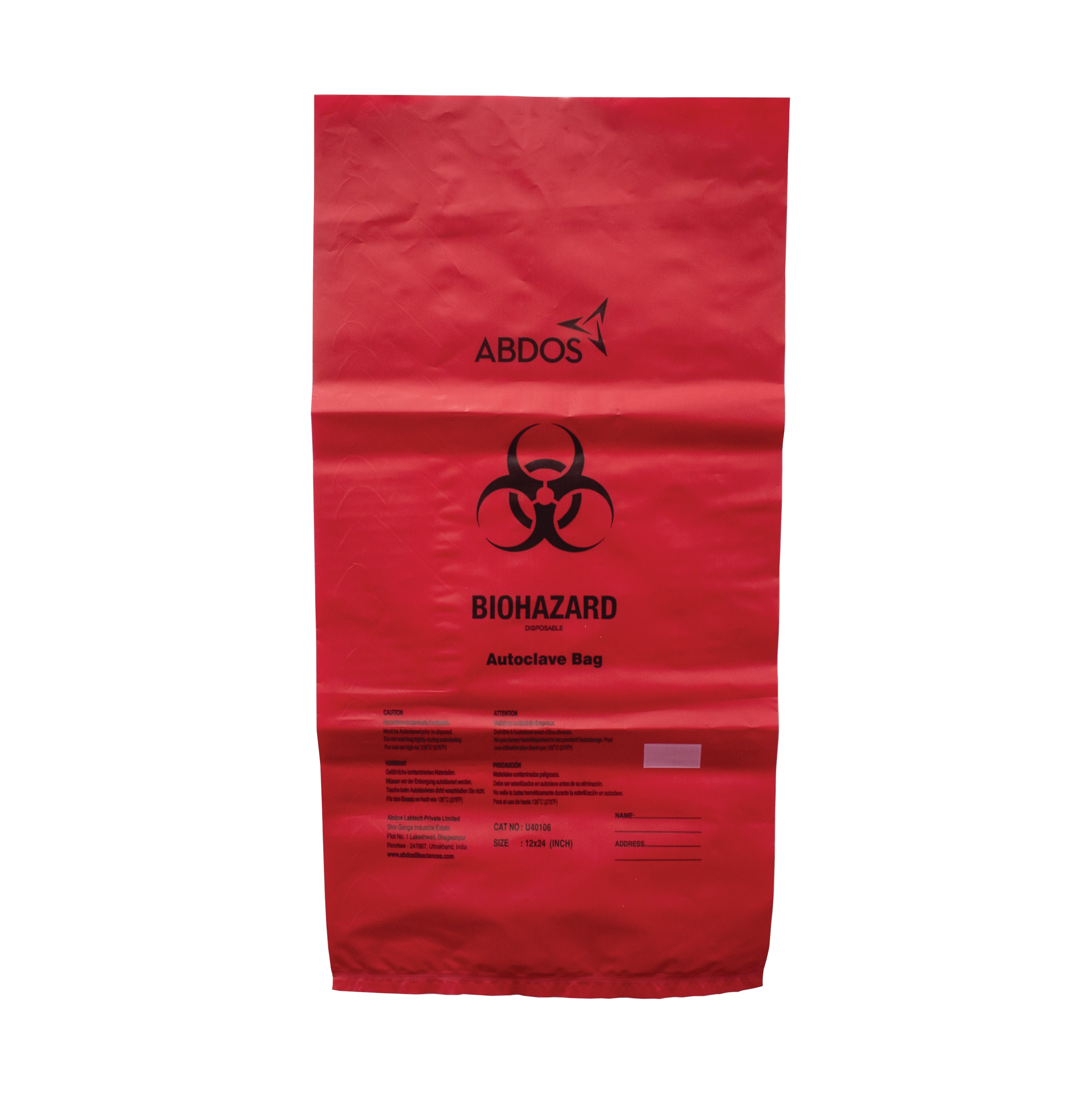 United Scientific® Biohazard Disposable Bags, PP, 12" x 24", comes with 200