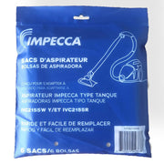 Impecca 2L 12-Paper Vacuum Replacement Bags for Model #IMPIVC2155W/K (Two 6-Pack)