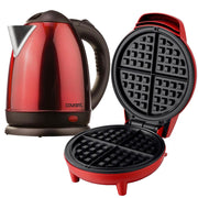 Courant Courant Personal Waffle Maker and 1.5 Liter Cordless Electric Kettle Bundle - Red