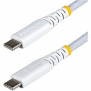 StarTech.com - 3ft White USB-C Cable, 60W PD, Braided Nylon/TPE, Rugged USB C Charger