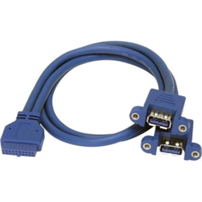 StarTech 1.64ft 2Port Panel Mount USB 3.0 Cable to Motherboard Header  Blue