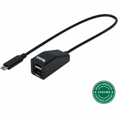 Plugable USB-C to Dual USB-A 2.0 Splitter, 2-Port Hub for USB-C Laptops: Keyboard, Mouse, Flash Drive