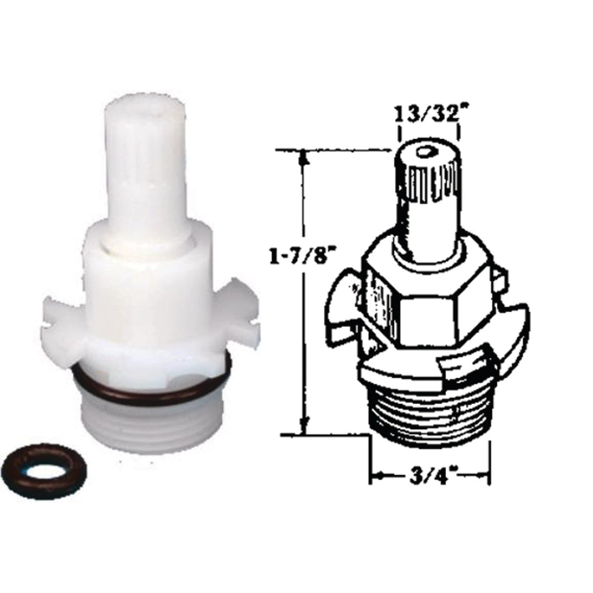 United States Hardware Hot/Cold Water Faucet Stem for Utopia Washerless Tub & Shower Faucet