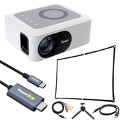 Impecca Impecca Portable Home Theater Projector, 80 ANSI Lumens, 720P, up to 120”with USB-C to HDMI Cable and Accessory Kit